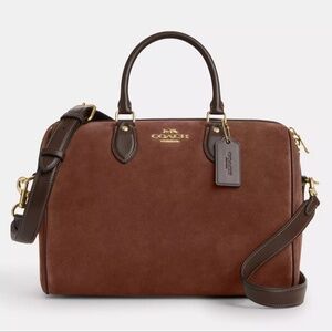 Coach Rowan Large Satchel Bag in Suede